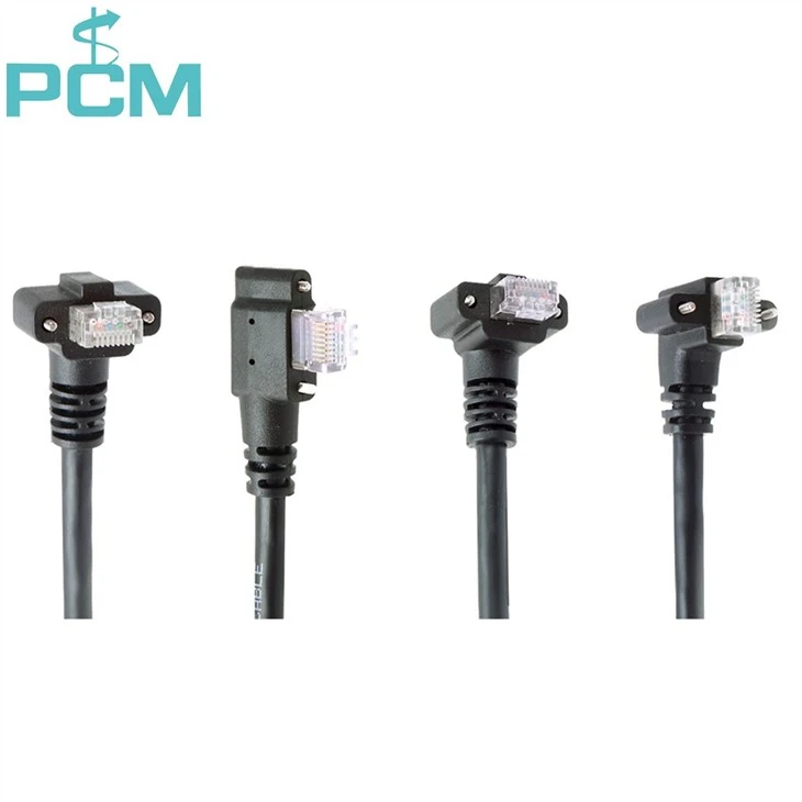 GigE Cable High Flex RJ45 Horizontal Left Exit W/Recessed Screws