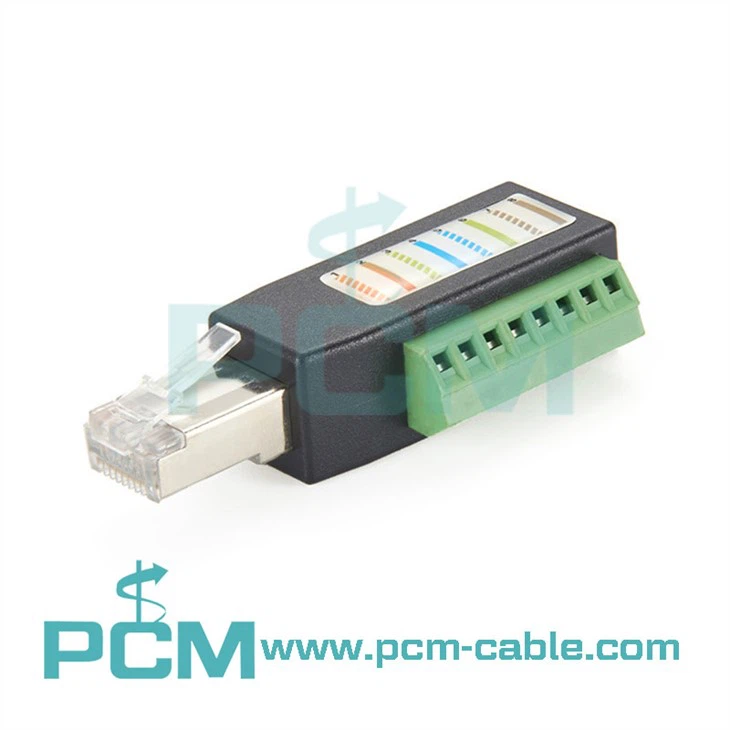 RJ45 muški na 8-pozicijski bočni terminalni blok adapter