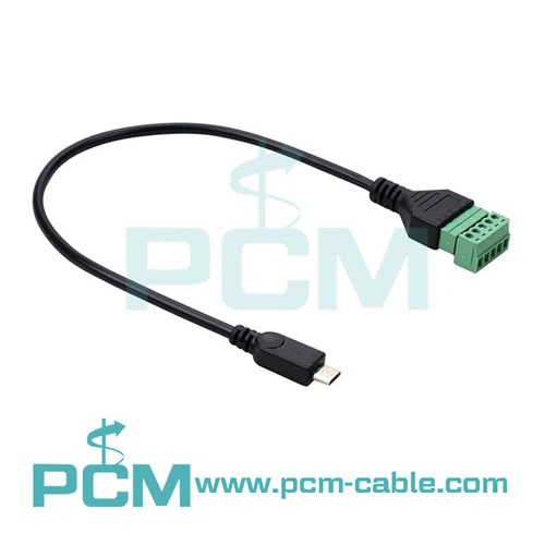 Micro USB muški-ženski vijci zavrtnje štitni terminali adapterski kabel