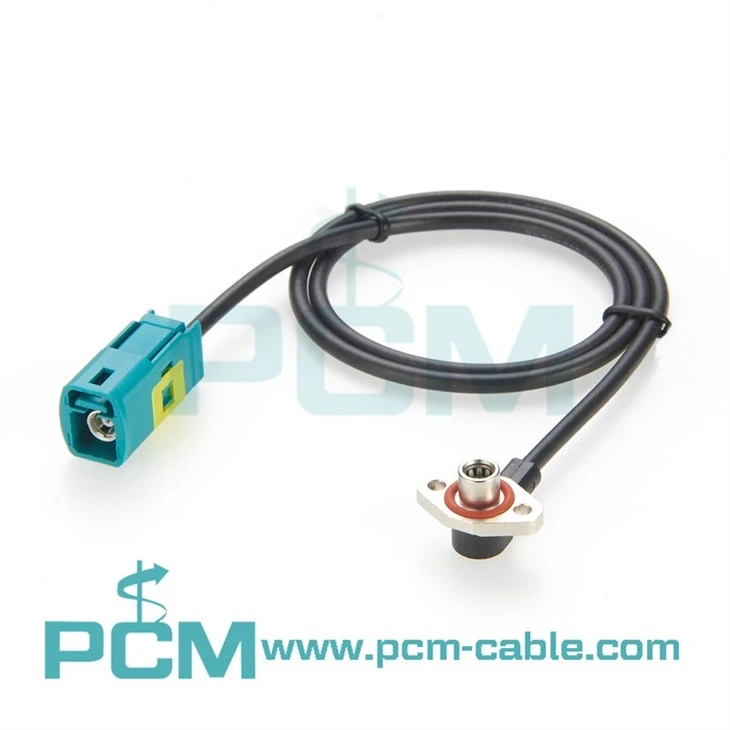 Customizable Fakra Z to SMB Female 90° Flange Mount Vehicle Cable Adapter - RG316 Coax