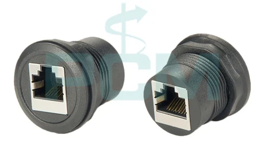RJ-45 Ethernet Round Panel Mount Adapter Plug RJ-45 Ethernet Round Panel Mount Adapter Plug