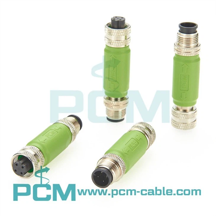 M12 D-Code Male to Female Connector  Cat5e Industrial Ethernet