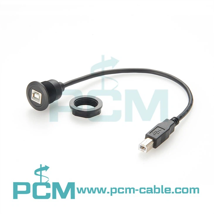 USB B produžni kabel za montažu na okrugli panel