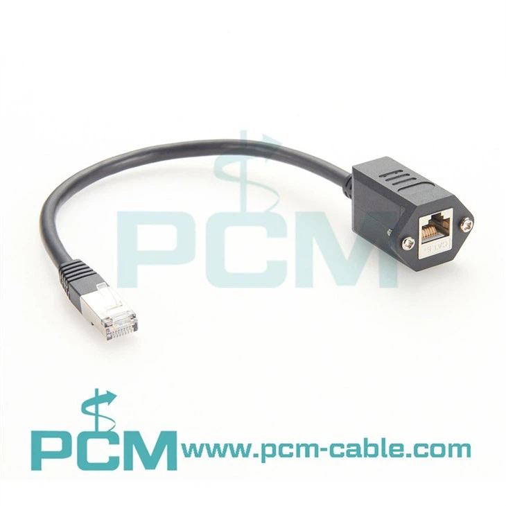 Shielded Cat6A Panel Mount Extension Cable cat6a keystone coupler