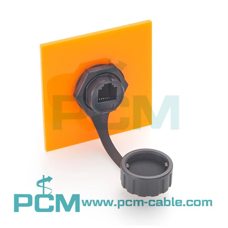 IP67 RJ12 6P6C Panel Mount Feedthrough Connector for Communication