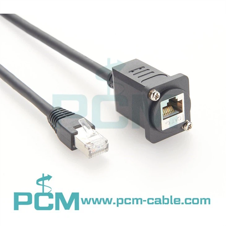 Shielded Cat6A Panel Mount Extension Cable Cat8 ethernet cable