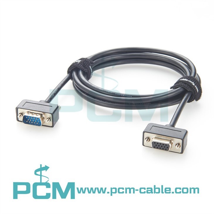 Low-Profile VGA SVGA Cable Female-to-Male HD15, Panel Mount Ready