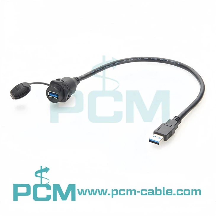 Screened cable IP67 waterproof USB 3.0 extension cable for control panel  installation